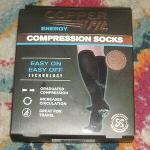 NEW Copper Fit Infused Energy Compression Socks L/XL Men 9-12 women 10-13 BLACK